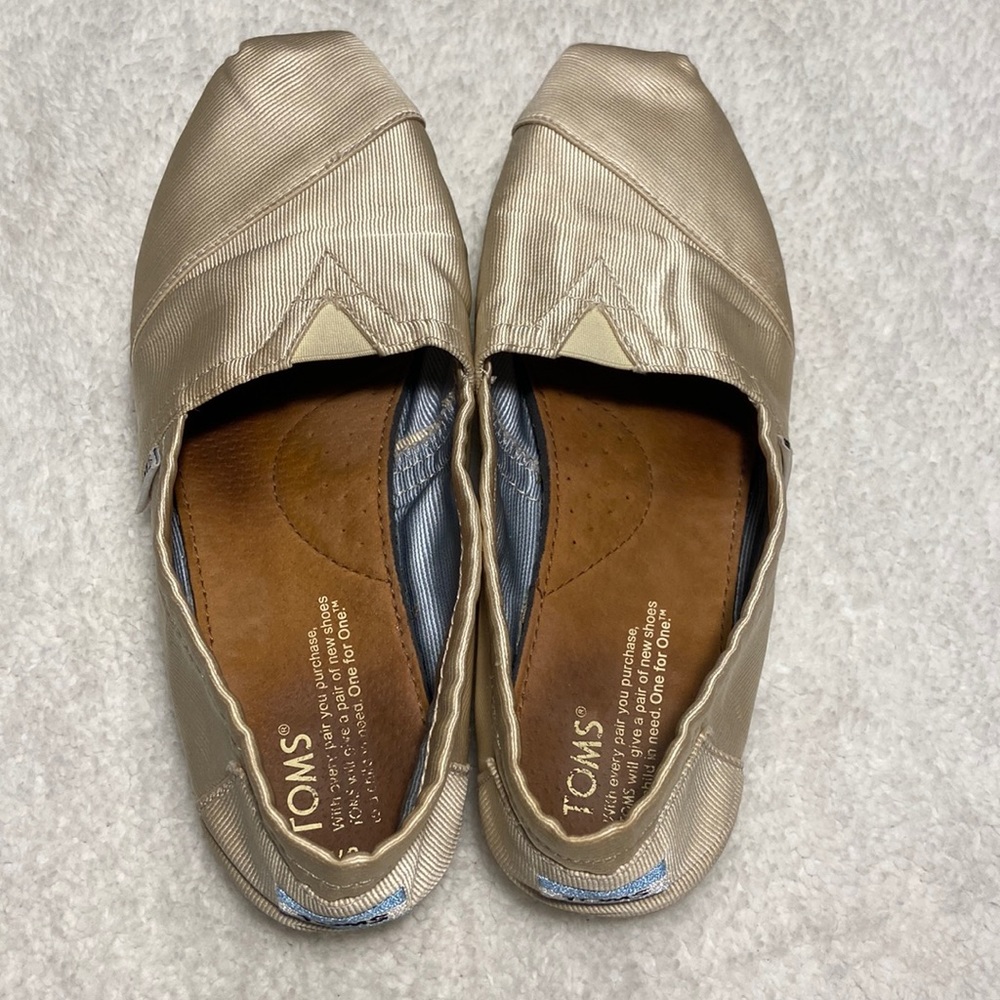 Toms Cream Flat Slip On Shoes